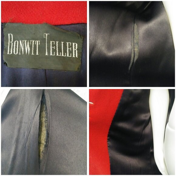 Vintage Red Long Fall Winter Coat by Bonwit Teller - Picture 2 of 6